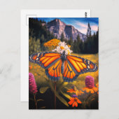 Monarch Butterfly Mountain Beauful Meadow Natuur Briefkaart (Voorkant / Achterkant)