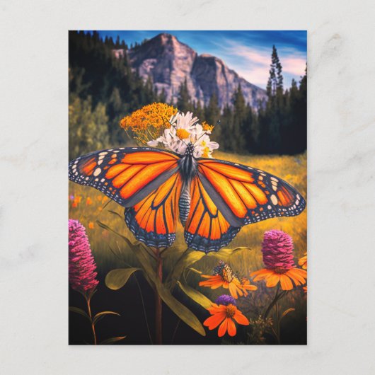 Monarch Butterfly Mountain Beauful Meadow Natuur Briefkaart (Voorkant)