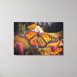 Monarch Butterfly Mountain Beauful Meadow Natuur Canvas Afdruk