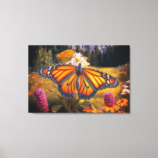 Monarch Butterfly Mountain Beauful Meadow Natuur Canvas Afdruk (Voorkant)