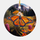 Monarch Butterfly Mountain Beauful Meadow Natuur Keramisch Ornament (Achterkant)