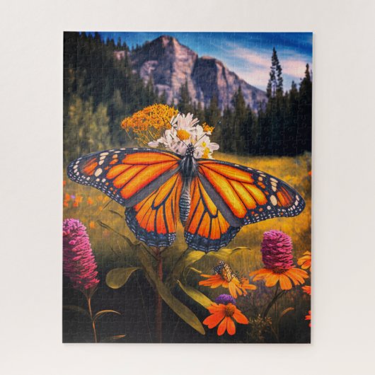Monarch Butterfly Mountain Beauful Meadow Natuur Legpuzzel (Verticaal)
