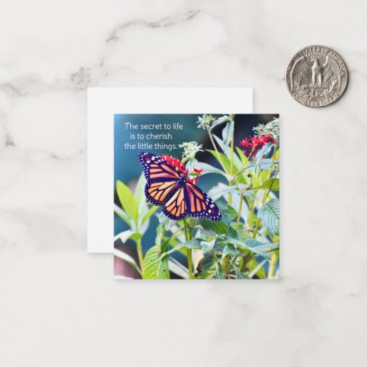 Monarch Butterfly-notarissen Notitiekaartje (Voorkant / Achterkant in situ)