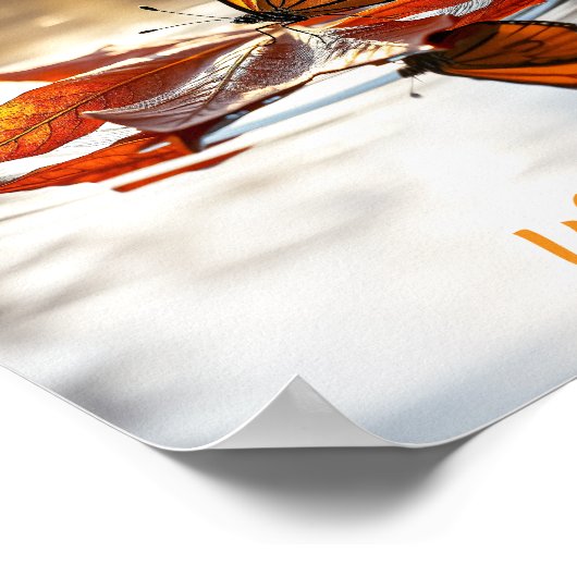 Monarch Butterfly on Autumn Leaf Poster (Hoek)