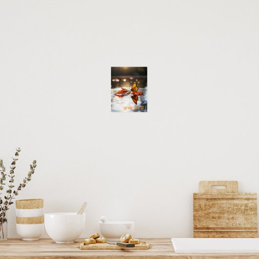 Monarch Butterfly on Autumn Leaf Poster (Keuken)