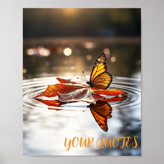 Monarch Butterfly on Autumn Leaf Poster (Voorkant)