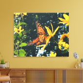 Monarch Butterfly on Flower Photograph Canvas Afdruk (Insitu (Woonkamer))