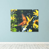 Monarch Butterfly on Flower Photograph Canvas Afdruk (Insitu (Houten vloer))