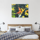 Monarch Butterfly on Flower Photograph Canvas Afdruk (Insitu (Slaapkamer))