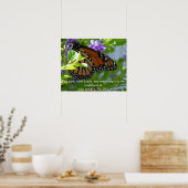Monarch Butterfly on Flowers w/Bijbel Verse Poster (Keuken)
