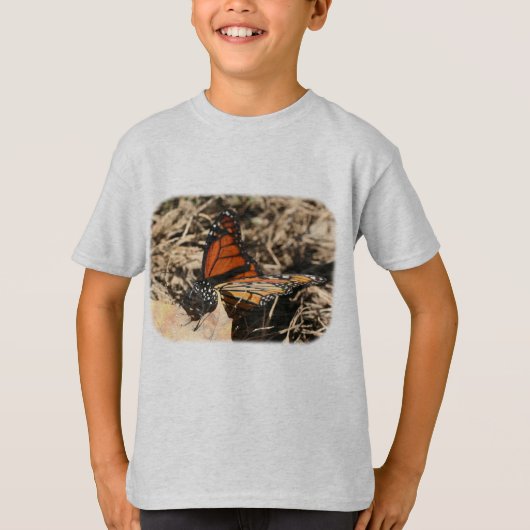 Monarch Butterfly on Leaf Kinder Natuur T-Shirt (Voorkant)