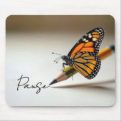 Monarch Butterfly On Pencil With Text Muismat (Voorkant)