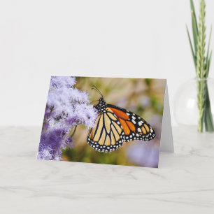 Monarch Butterfly on Purple Flowers Note Kaart