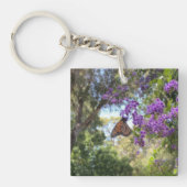 Monarch Butterfly on Purple Flowers Sleutelhanger (Voorkant)