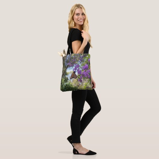 Monarch Butterfly on Purple Flowers Tote Bag (Op model)