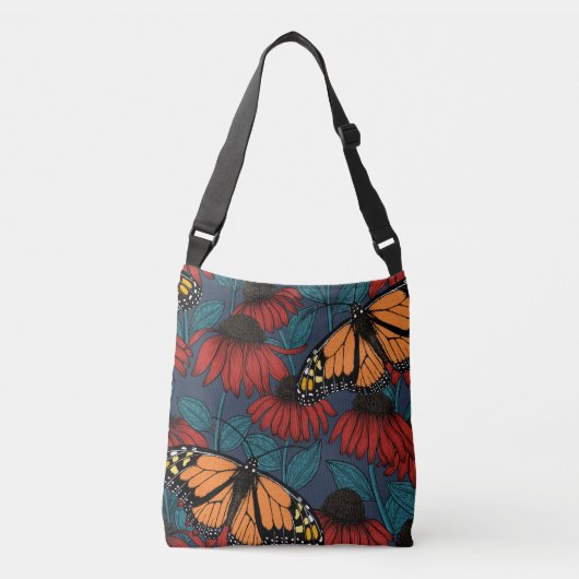 Monarch butterfly on red coneflowers crossbody tas (Voorkant)