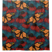 Monarch butterfly on red coneflowers douchegordijn (Voorkant)