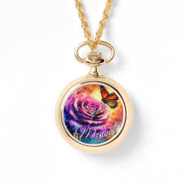 Monarch Butterfly on Rose at Sunset Personalized Horloge