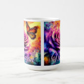 Monarch Butterfly on Rose at Sunset Personalized Koffiemok (Center)