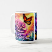 Monarch Butterfly on Rose at Sunset Personalized Koffiemok (Voorkant links)