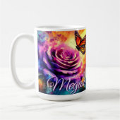 Monarch Butterfly on Rose at Sunset Personalized Koffiemok (Links)