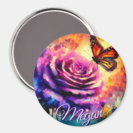 Monarch Butterfly on Rose at Sunset Personalized Magneet (Voorkant / Achterkant)