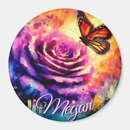 Monarch Butterfly on Rose at Sunset Personalized Magneet (Voorkant)