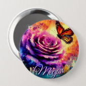 Monarch Butterfly on Rose at Sunset Personalized Ronde Button 4,0 Cm (Voorkant /achterkant)