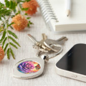 Monarch Butterfly on Rose at Sunset Personalized Sleutelhanger (Zijkant)