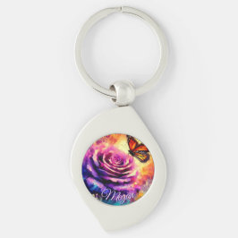 Monarch Butterfly on Rose at Sunset Personalized Sleutelhanger