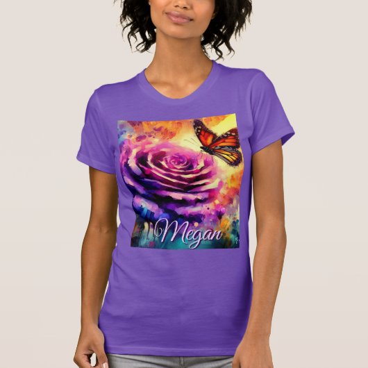 Monarch Butterfly on Rose at Sunset Personalized T-shirt (Voorkant)