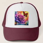 Monarch Butterfly on Rose at Sunset Personalized Trucker Pet (Voorkant)
