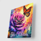 Monarch Butterfly on Rose at Sunset Personalized Vierkante Klok (Hoek)