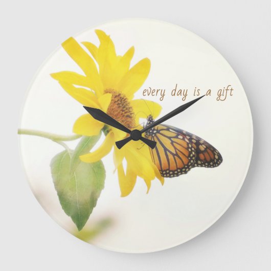 Monarch Butterfly on Sunflower Acrylwall Clock Grote Klok (Voorkant)