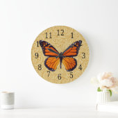 Monarch Butterfly on Swirl Wood Grain Clock Grote Klok (Huis)