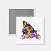 Monarch Butterfly op Aster Magneet (Voorkant / Achterkant)