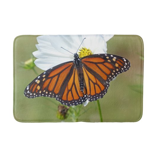 Monarch Butterfly op Cosmos Badmat (Voorkant)