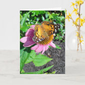 Monarch Butterfly op Echinacea Flower Kaart (Gele Bloem)