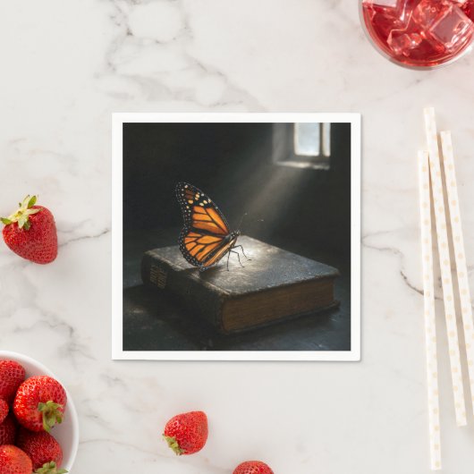 Monarch Butterfly op een bijbel Servet (Insitu)
