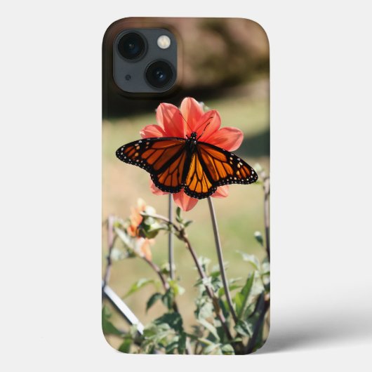 Monarch Butterfly op een Dahlia Case-Mate iPhone Case (Achterkant)