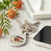 Monarch Butterfly op een Dahlia Sleutelhanger (Zijkant)