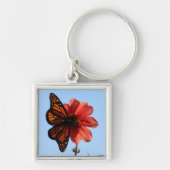 Monarch Butterfly op een Dahlia Sleutelhanger (Voorkant)
