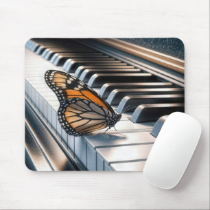 Monarch Butterfly op een piano Muismat