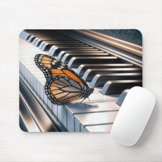 Monarch Butterfly op een piano Muismat (Met muis)