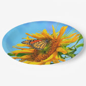Monarch Butterfly op een zonnebloem Papieren Bordje (Gekanteld)