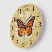 Monarch Butterfly op Flowers Clock Grote Klok (Hoek)