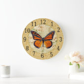 Monarch Butterfly op Flowers Clock Grote Klok (Huis)