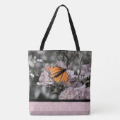 Monarch Butterfly op Flowers Pink Gothic Tegel Tote Bag (Voorkant)
