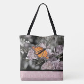 Monarch Butterfly op Flowers Pink Gothic Tegel Tote Bag (Achterkant)