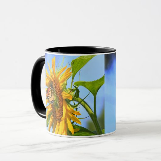 Monarch Butterfly op Kansas Sunflower Mok (Voorkant links)